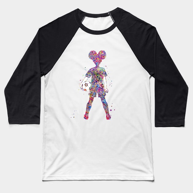 Girl Soccer Player Baseball T-Shirt by RosaliArt